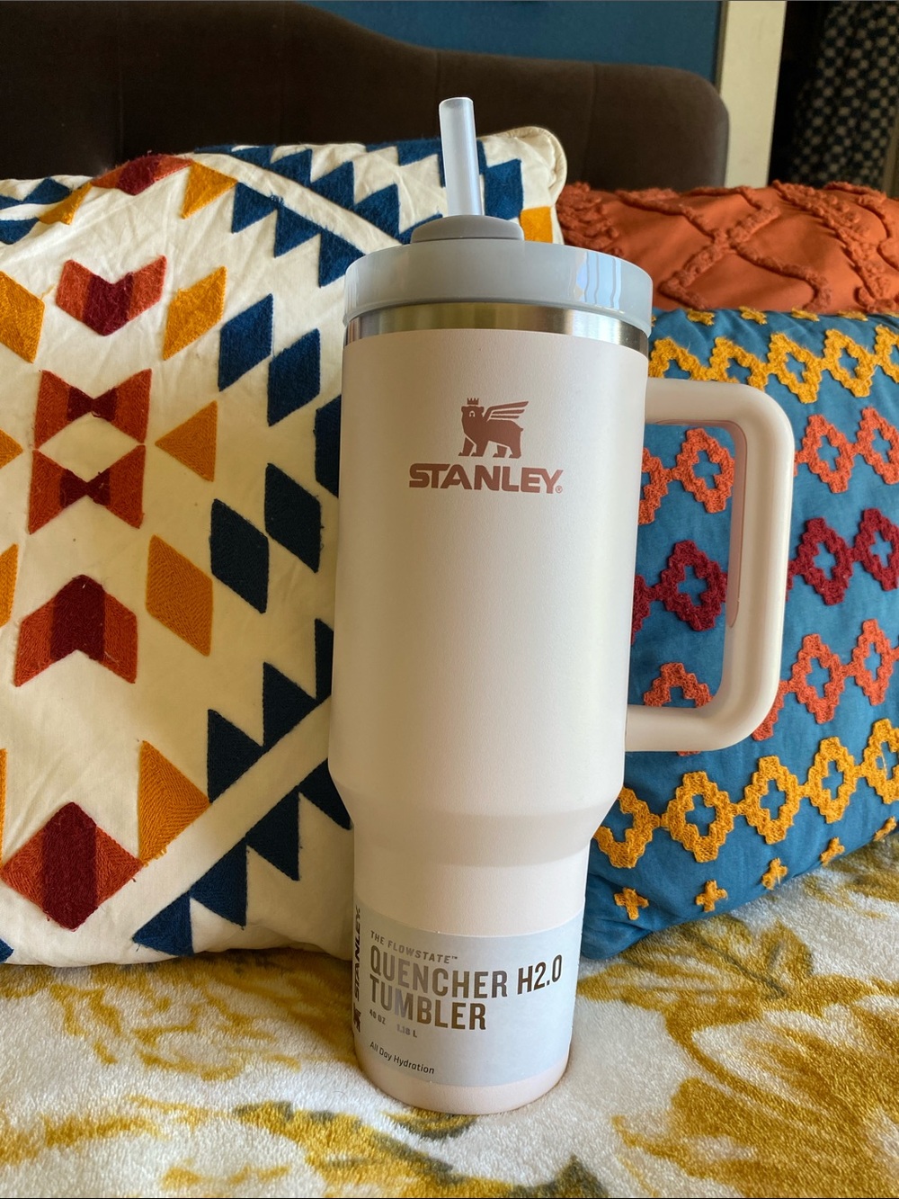 Stanley Light Pink Quencher H2.0 Tumbler with Handle and Straw